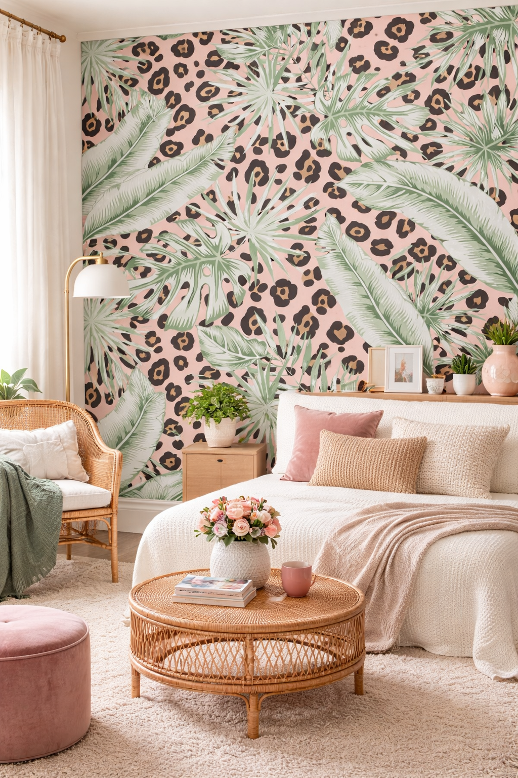 Tropical Leopard Leaf Wallpaper – Pink (N10301 NW)