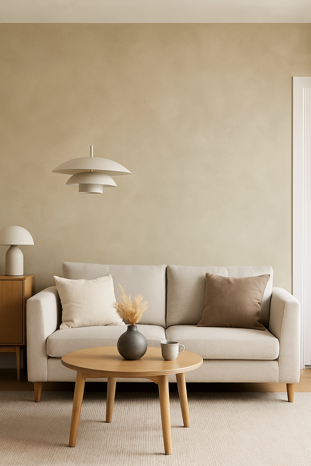 Textured Swirl Effect Wallpaper – Warm Beige Neutral.