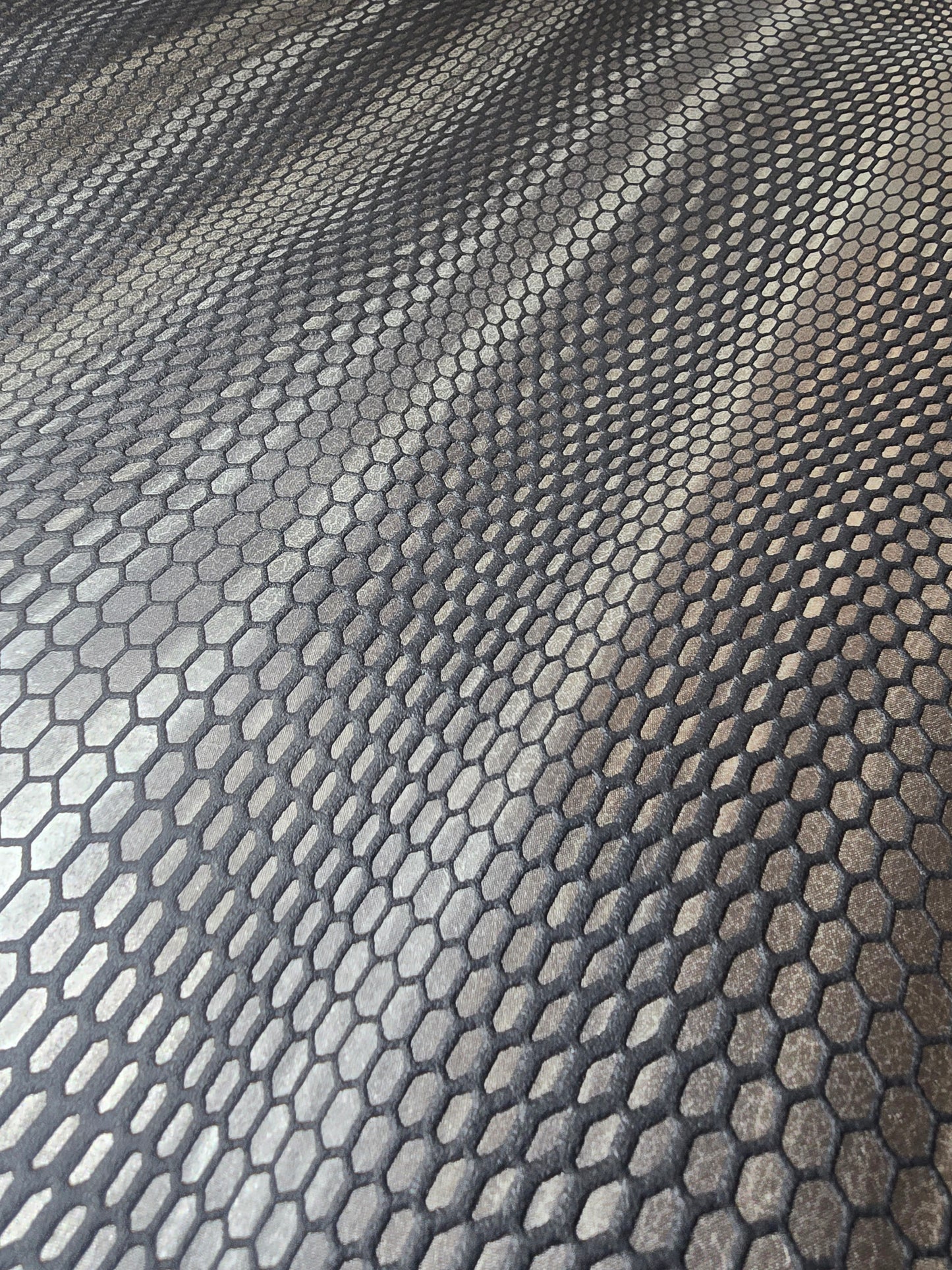 Metallic Black & Bronze Hexagon Textured Wallpaper (10386-15)