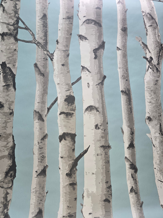 Birch Trees Blue & Grey Forest Feature Wallpaper – FD43293 🌳✨