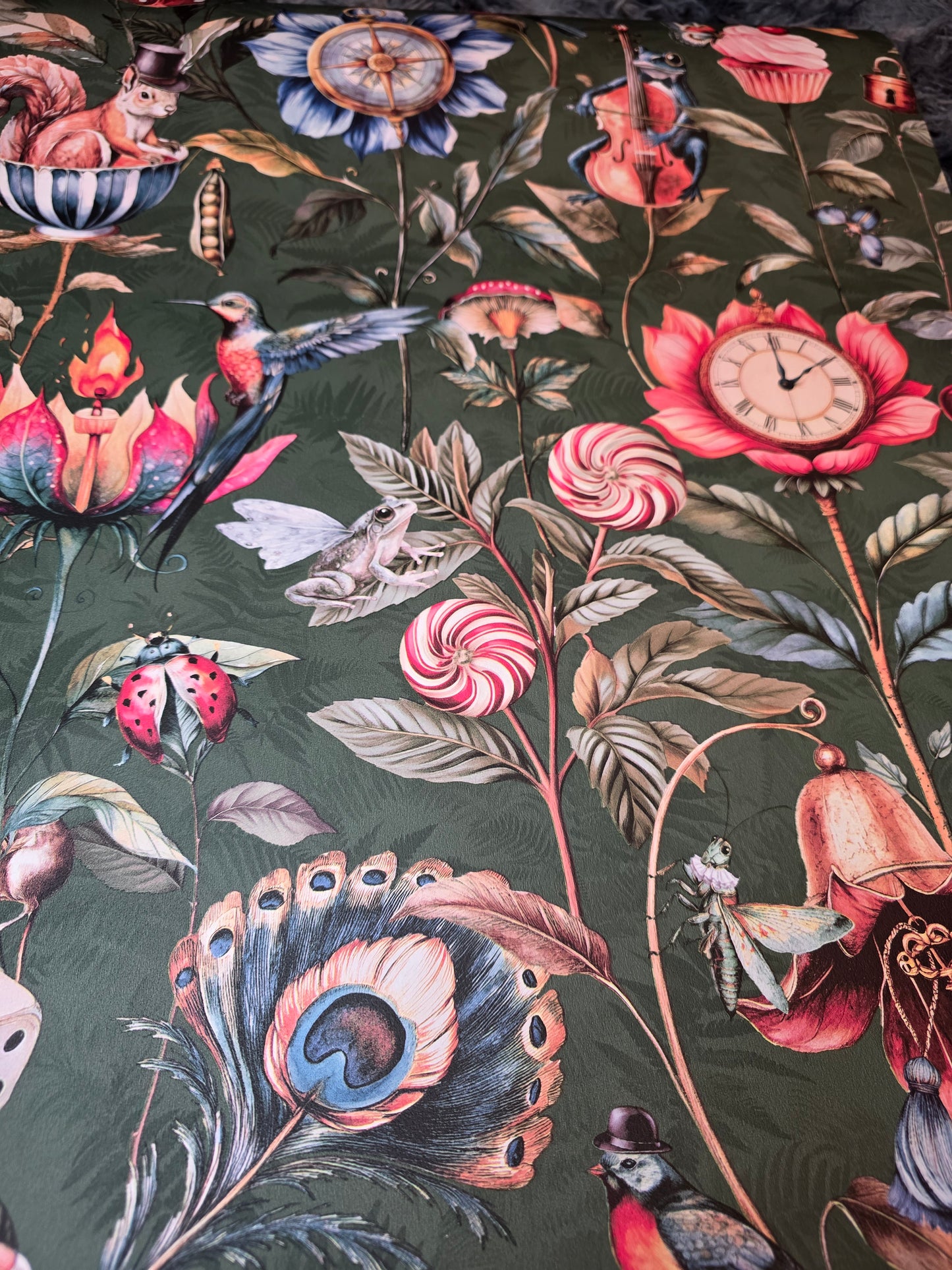 Curious Creatures Wonderland Wallpaper – Emerald Green Statement Feature (13921)