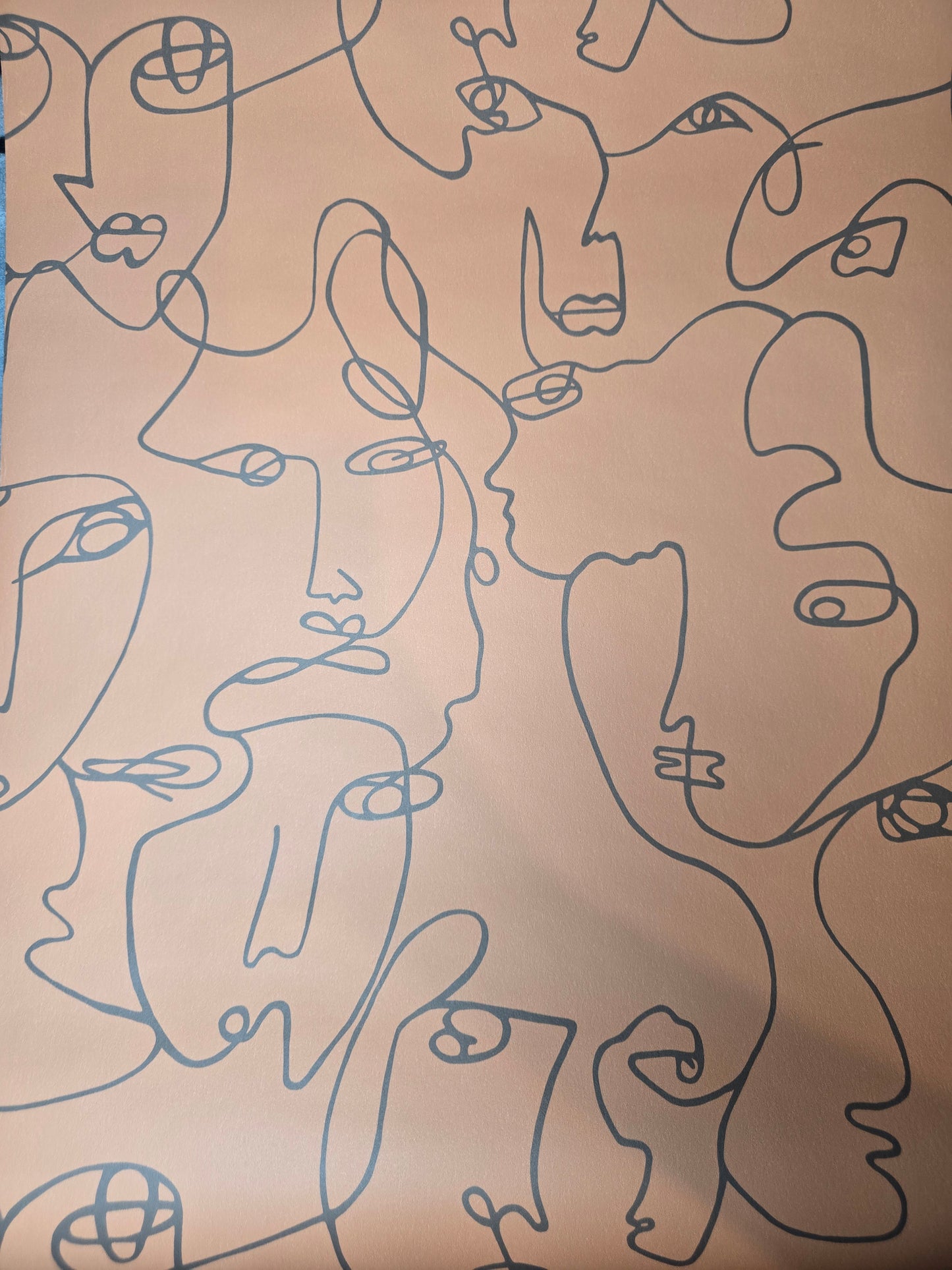 Linear Visages Burnt Orange Abstract Face Wallpaper (91271)