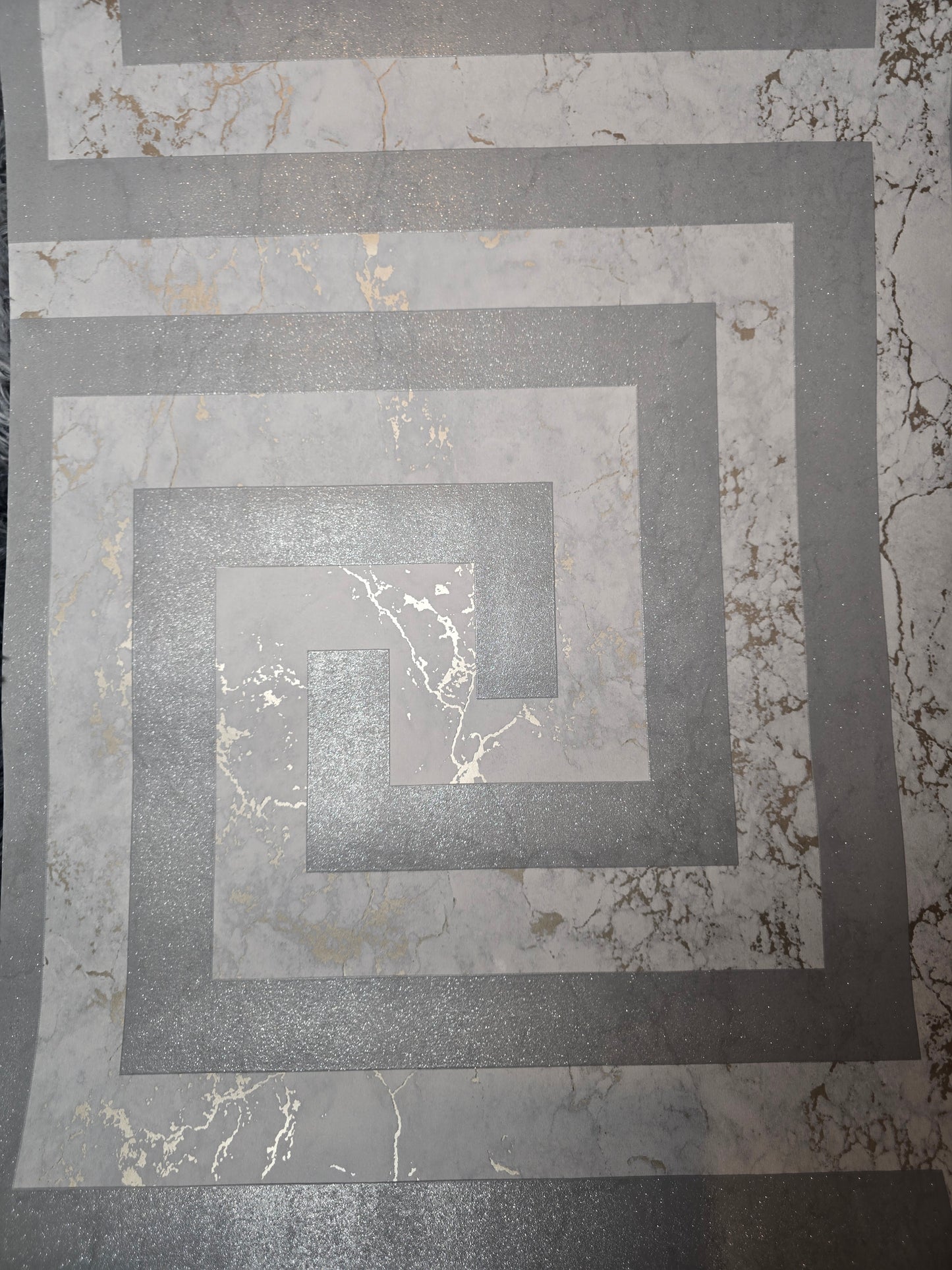 Athena Marble Grey Geometric Metallic Wallpaper Luxury Modern Feature Wall (4018)