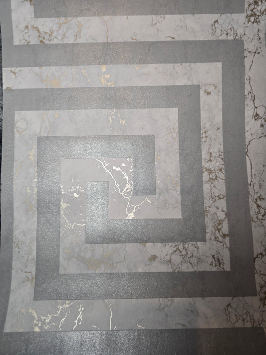 Athena Marble Grey Geometric Metallic Wallpaper Luxury Modern Feature Wall (4018)