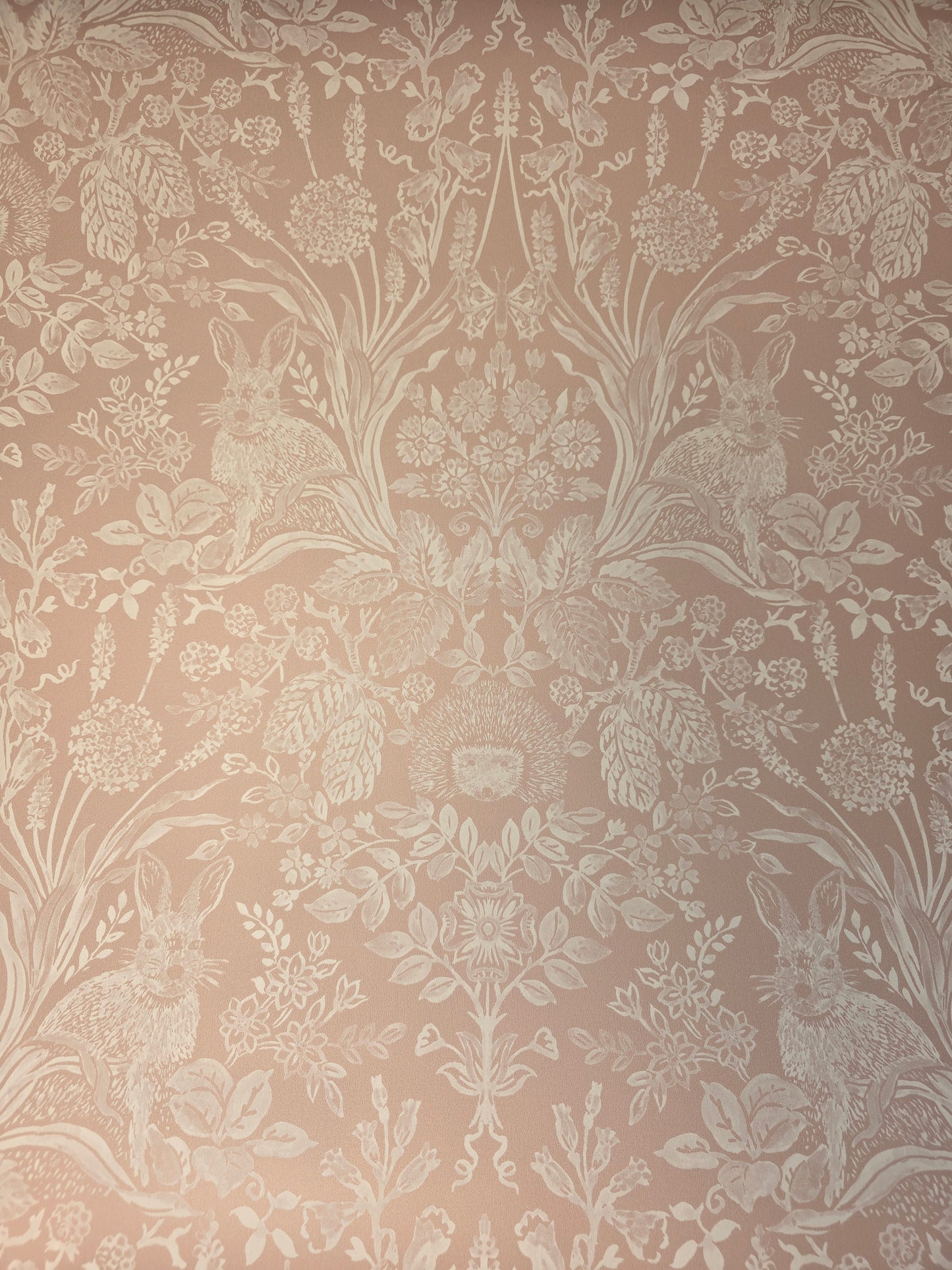 Harlen Rabbit Floral Wallpaper Coral Pink Botanical Feature Wall Holden (90161)