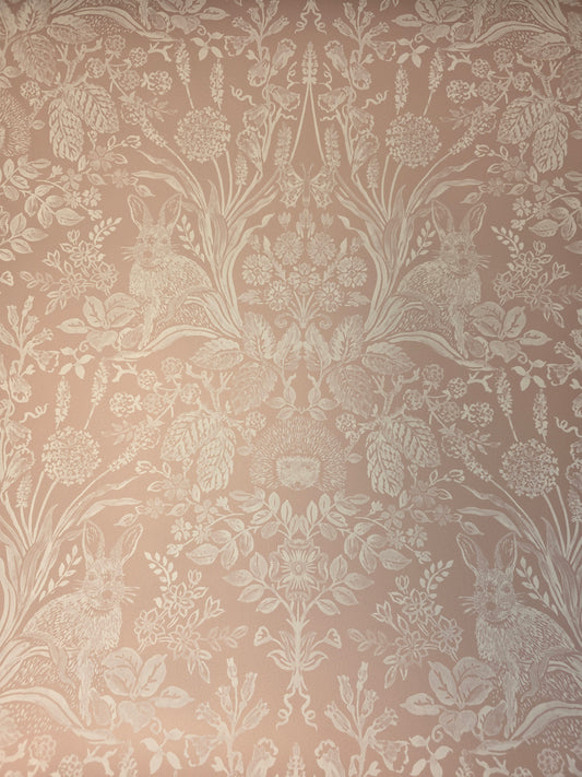 Harlen Rabbit Floral Wallpaper Coral Pink Botanical Feature Wall Holden (90161)
