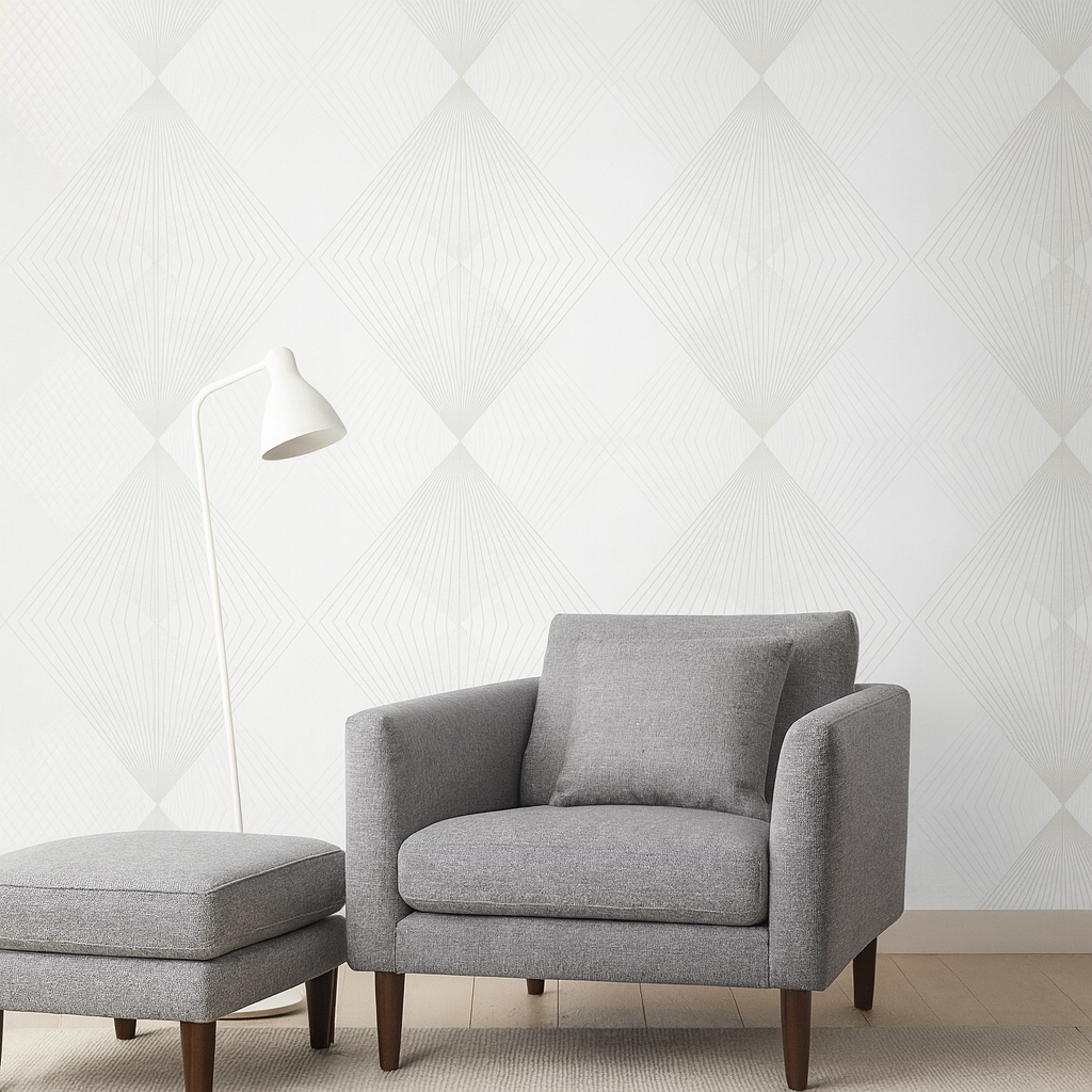 Geometric Wallpaper silver and white