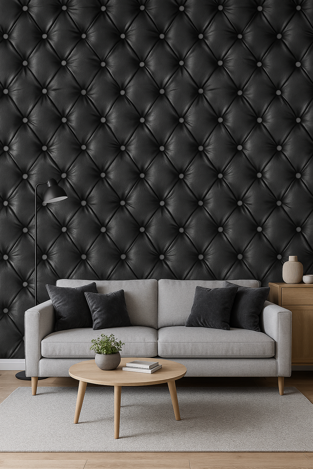 Black Quilted Effect Wallpaper