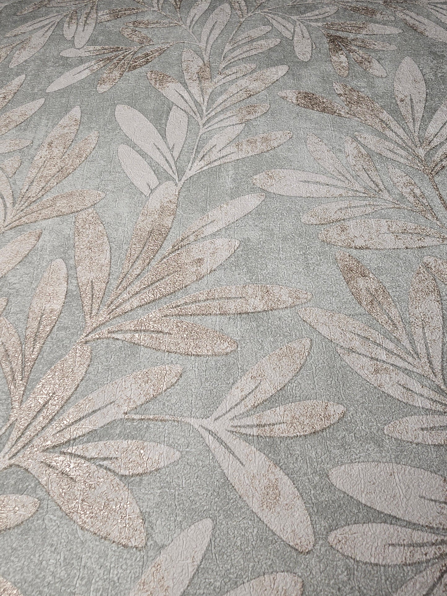 Willow Trail Sage Textured Leaf Wallpaper – 204803
