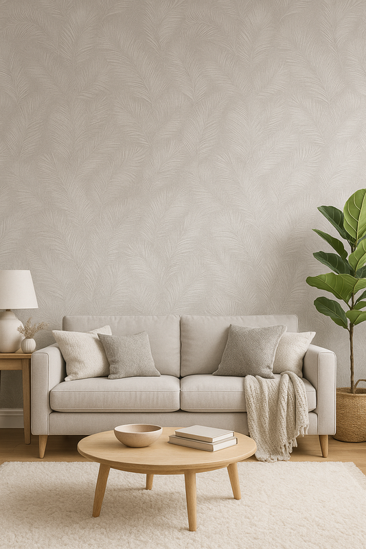 Luxury Feather Textured Wallpaper – Soft taupe