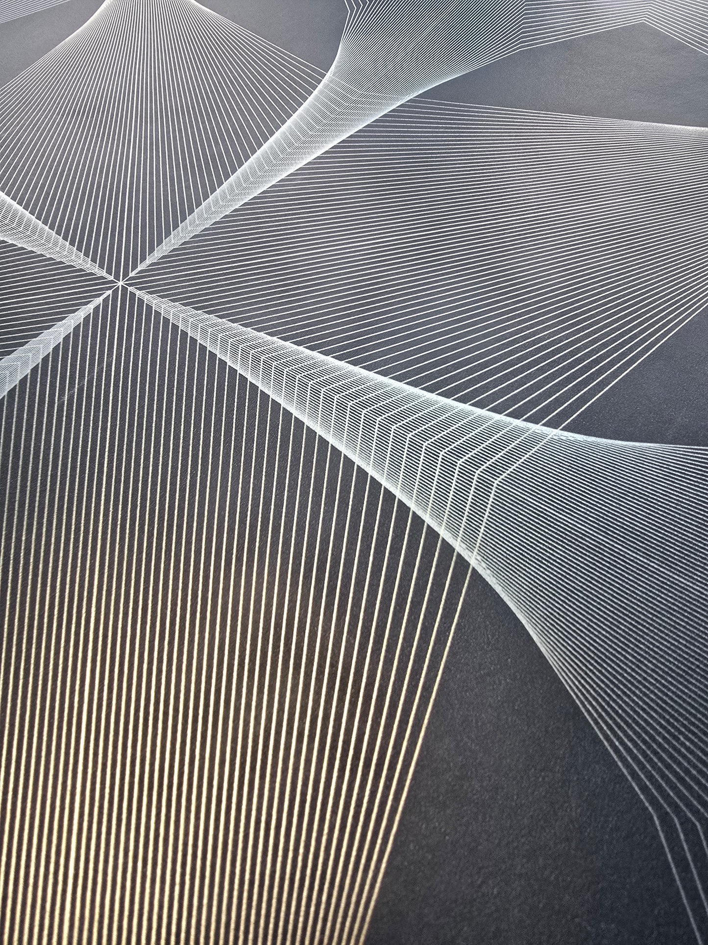 Designer Navy & Gold Geo Line Wallpaper – Modern Feature Wall (FD25526)