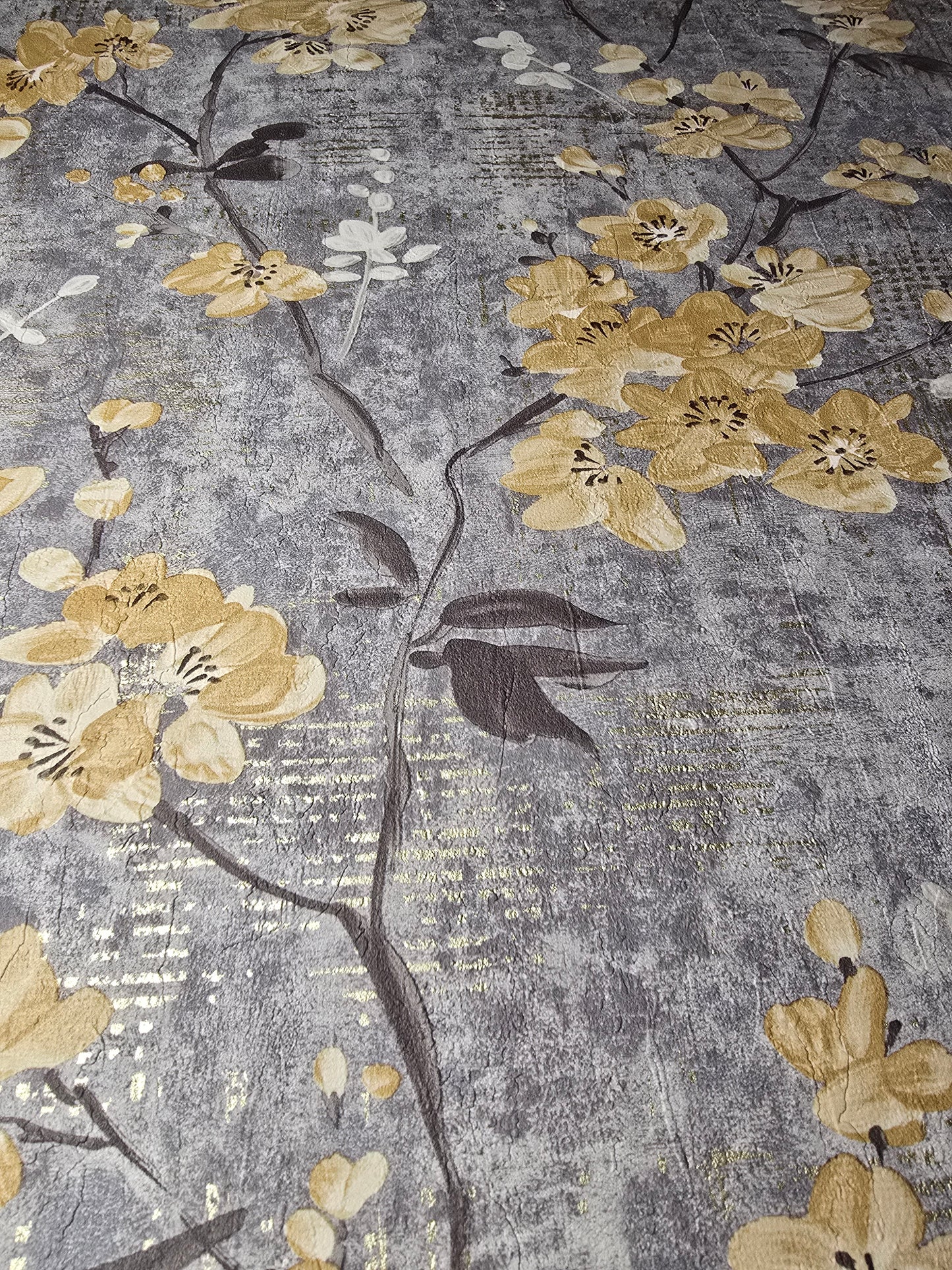 Anethe Blossom Charcoal & Ochre Wallpaper – 196401