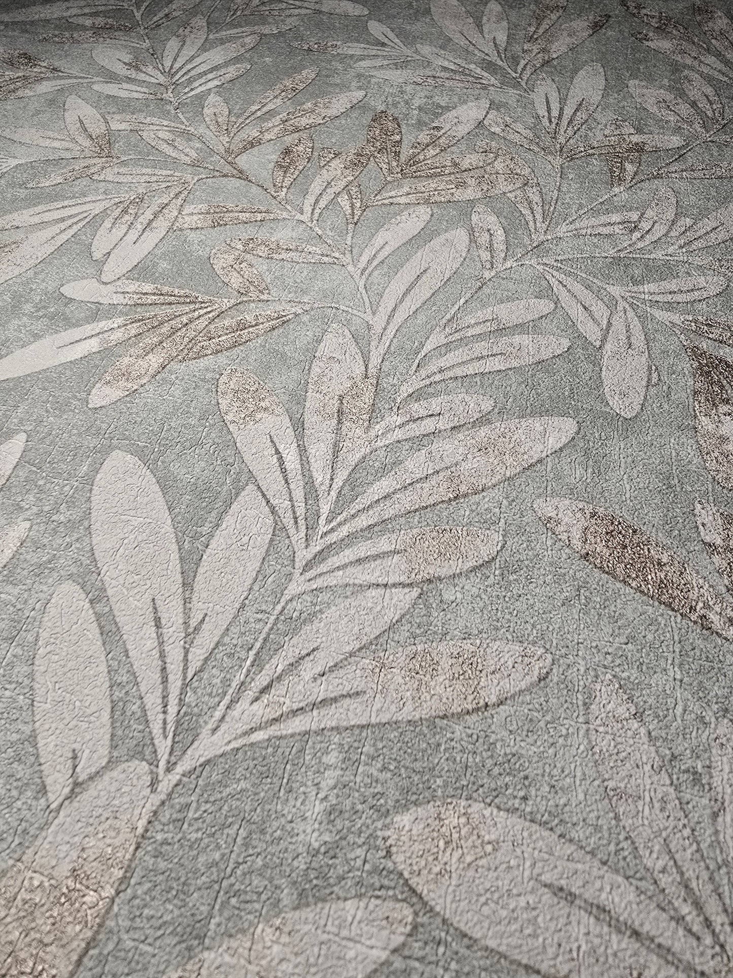 Willow Trail Sage Textured Leaf Wallpaper – 204803