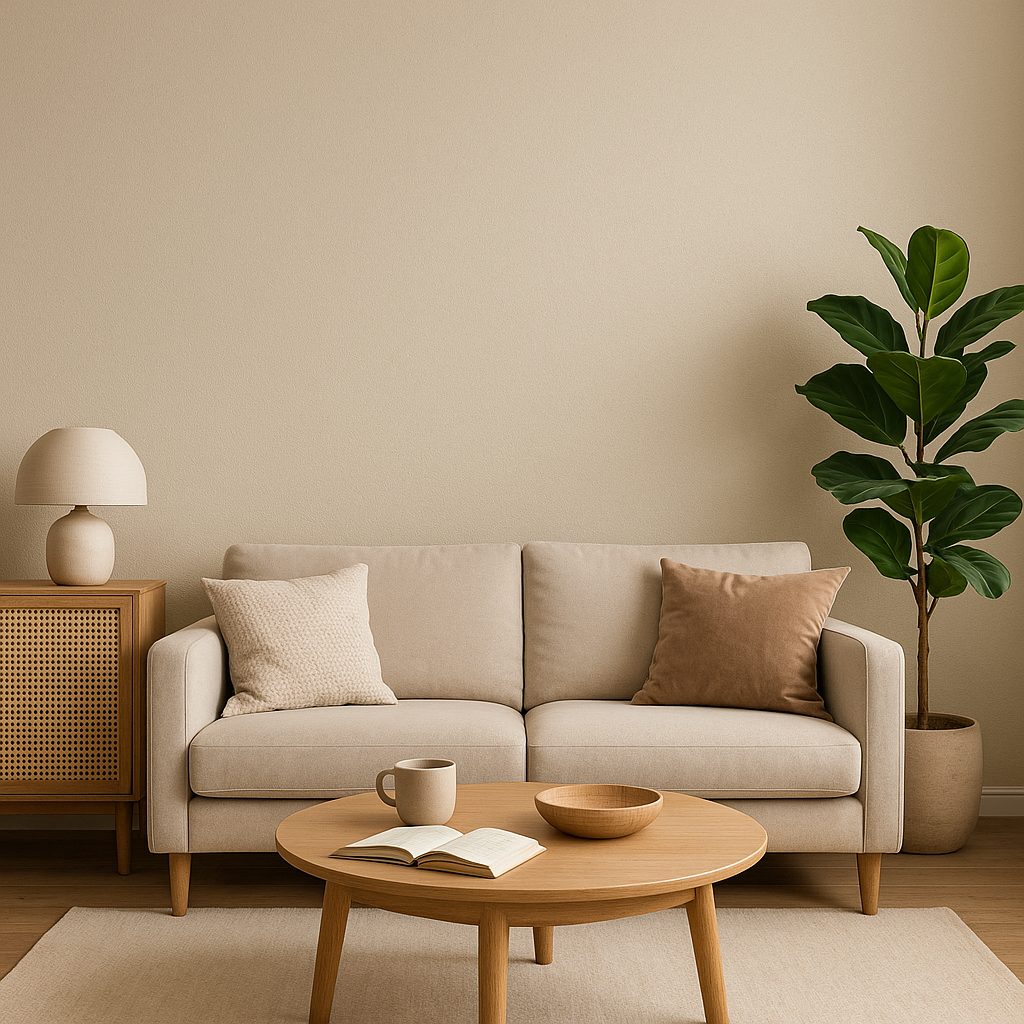 Beige / cream Vinyl Textured Wallpaper