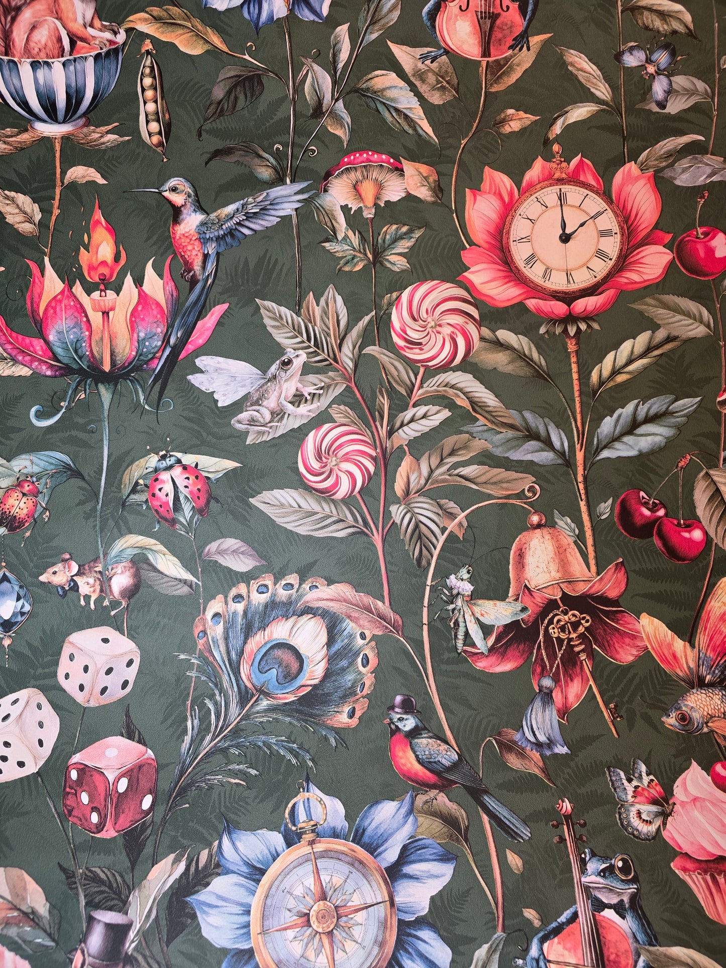 Curious Creatures Wonderland Wallpaper – Emerald Green Statement Feature (13921)