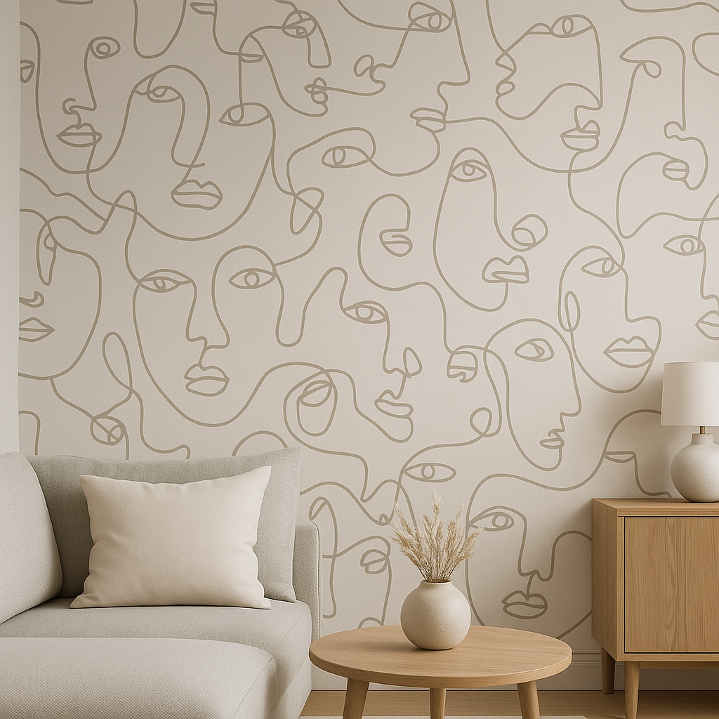 Linear Visages Neutral Abstract Face Wallpaper (91272)