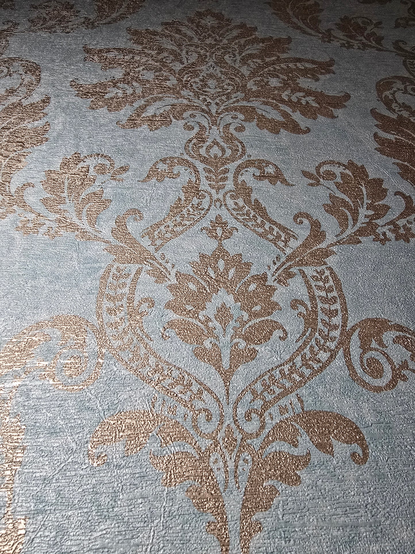Capri Damask Teal & Gold Wallpaper – PC2507