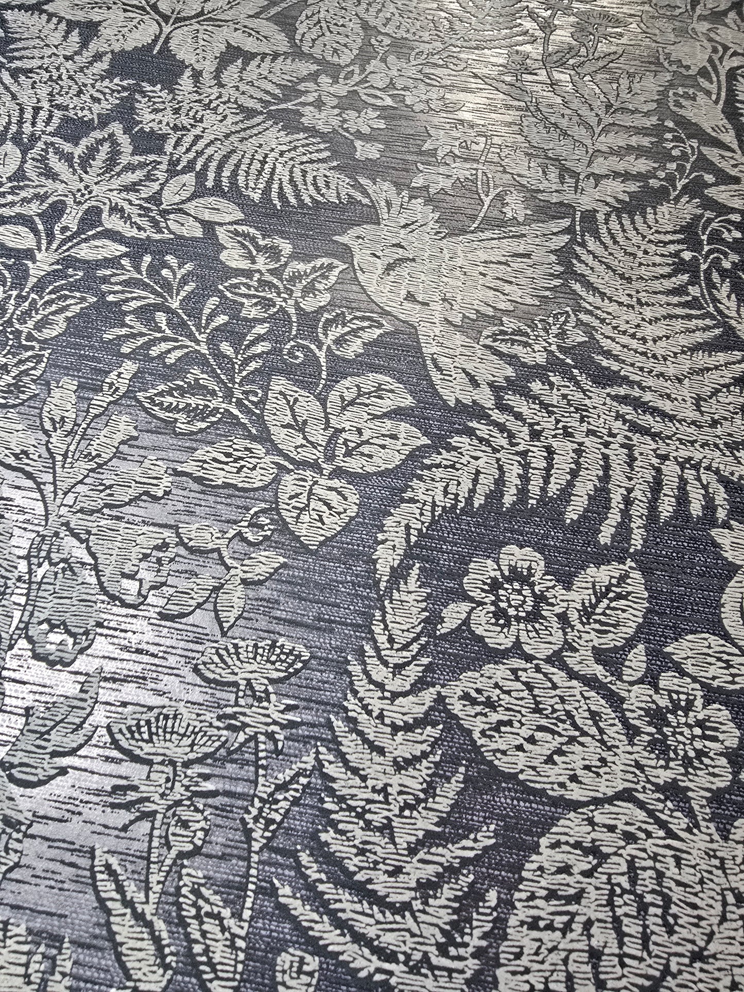 Loxley Navy Textured Botanical Wallpaper (65801)