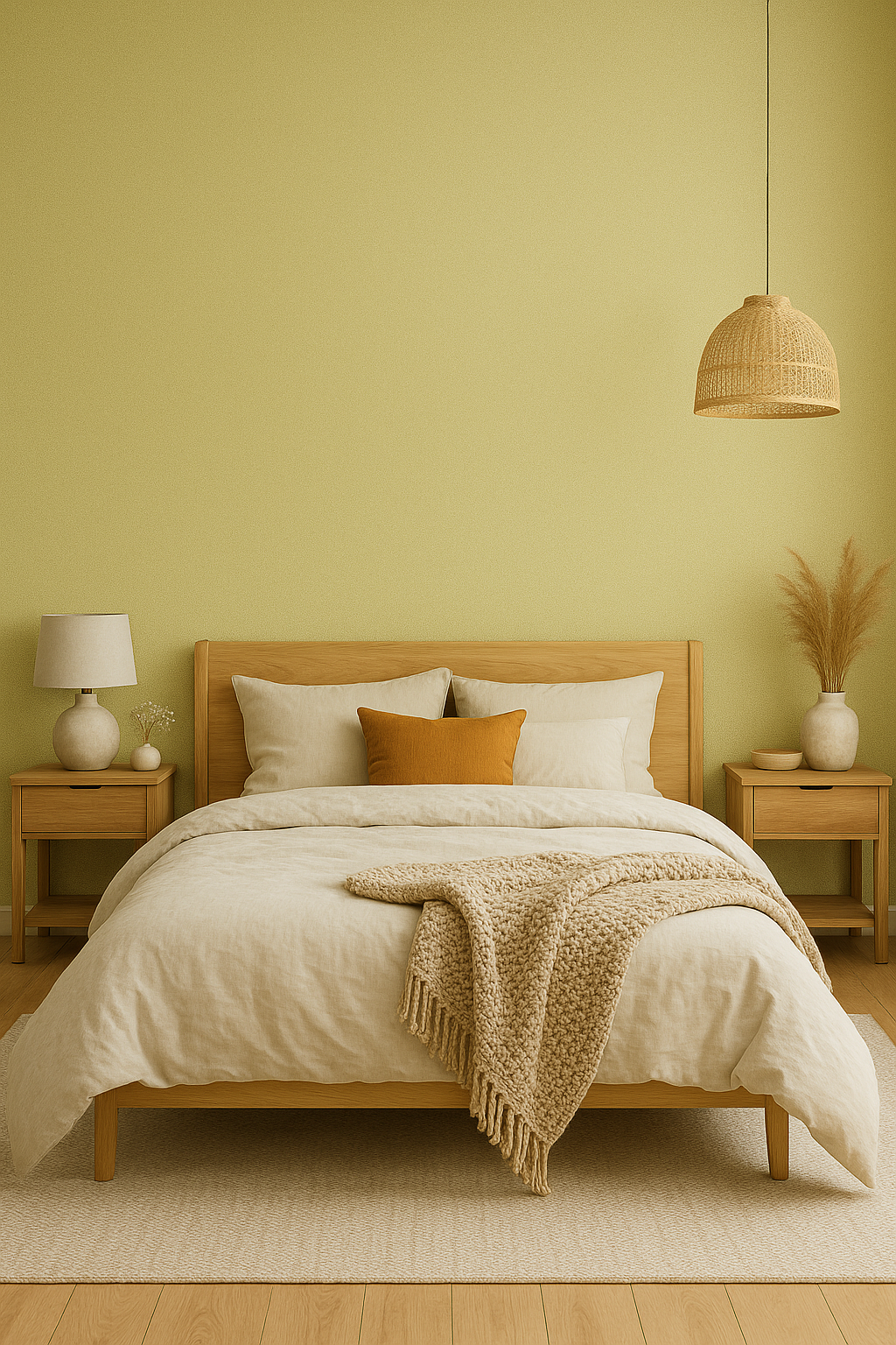 Textured Vinyl Wallpaper in a fresh lime-mustard tone