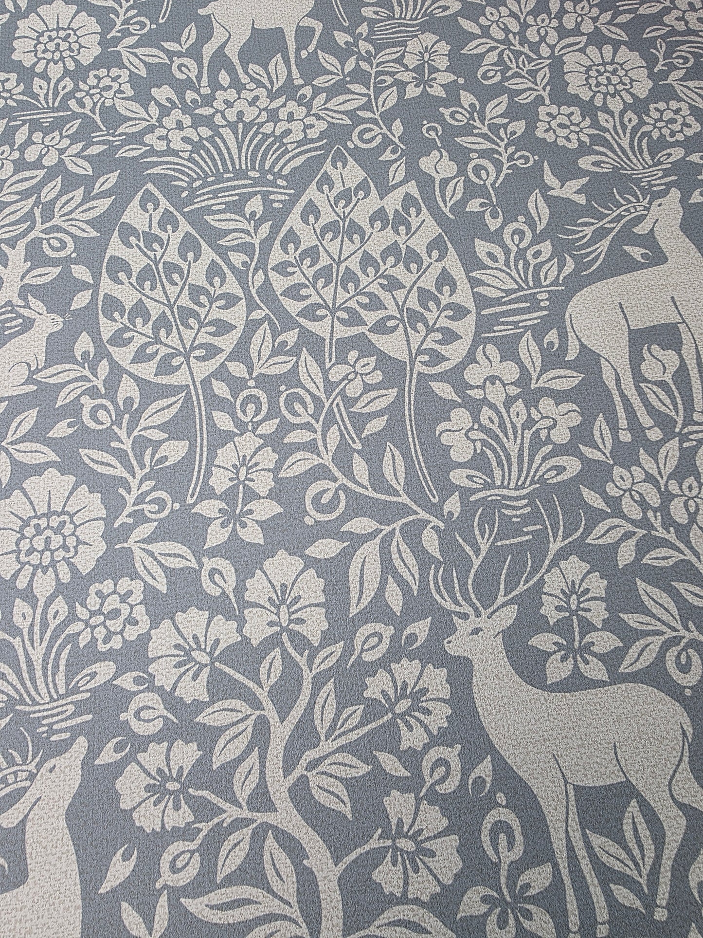 Blue Woodland Deer & Tree Wallpaper – Nature Forest Animal Design – Feature Wall Decor (14163)