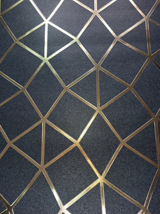 Luxury Foil Geometric Wallpaper – Navy & Gold (Pattern FD42560)