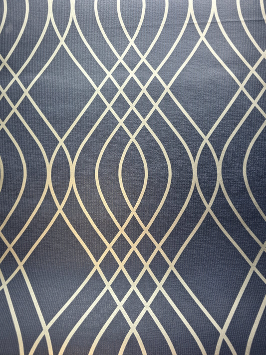 Blue & Silver Geometric Vinyl Wallpaper – Modern Textured Feature Wall Design (420685)