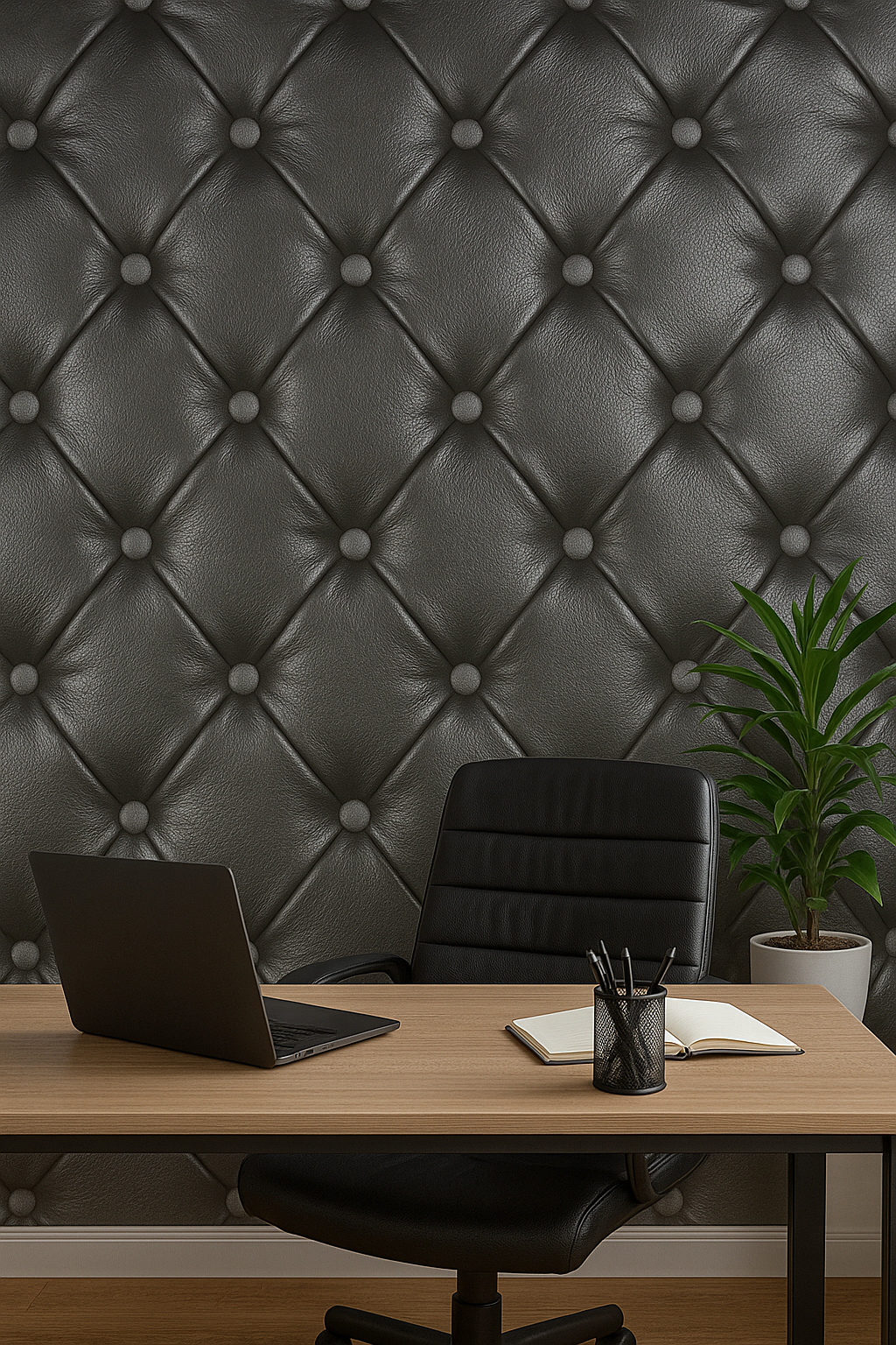 Black Quilted Effect Wallpaper