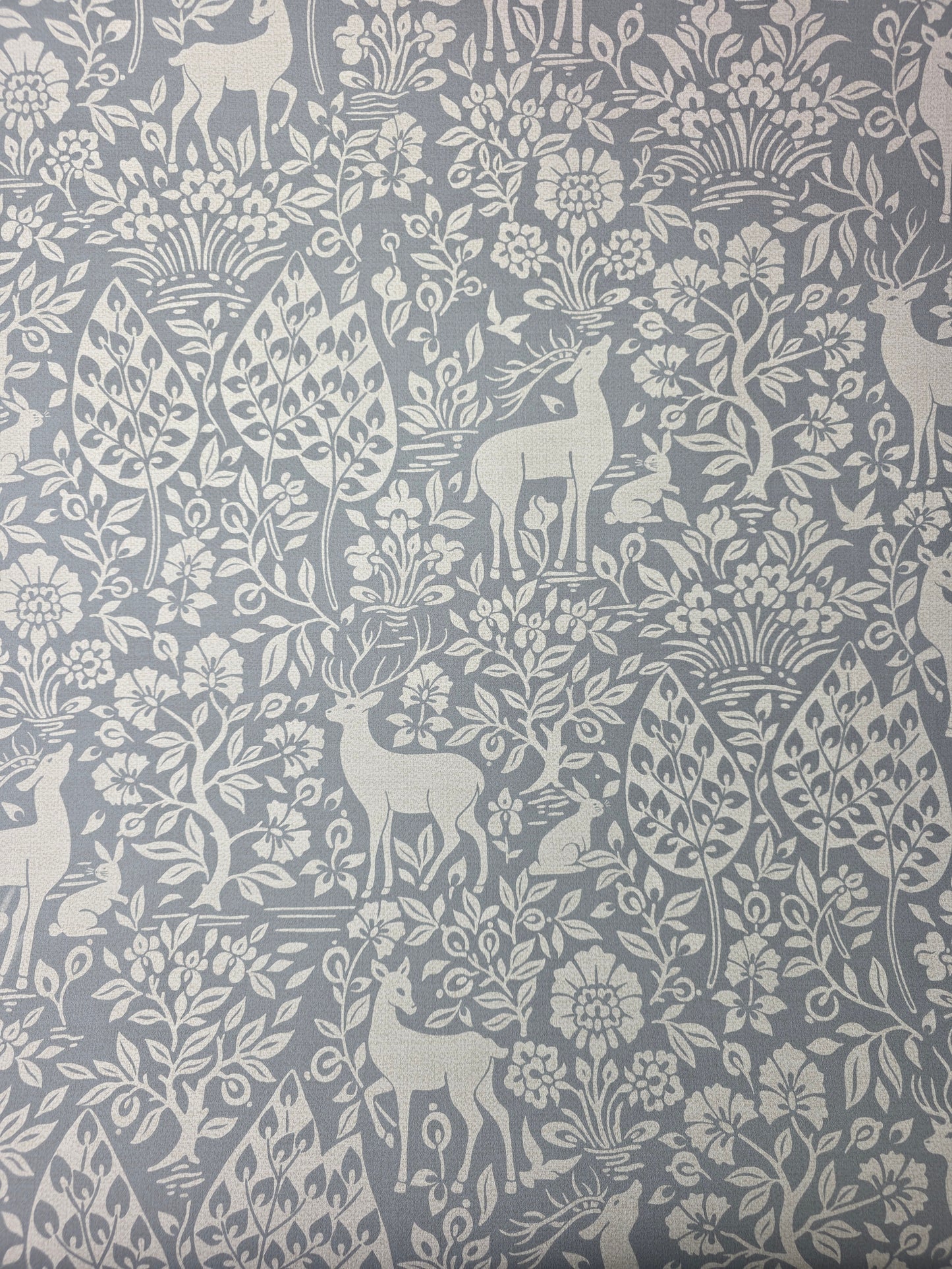 Blue Woodland Deer & Tree Wallpaper – Nature Forest Animal Design – Feature Wall Decor (14163)