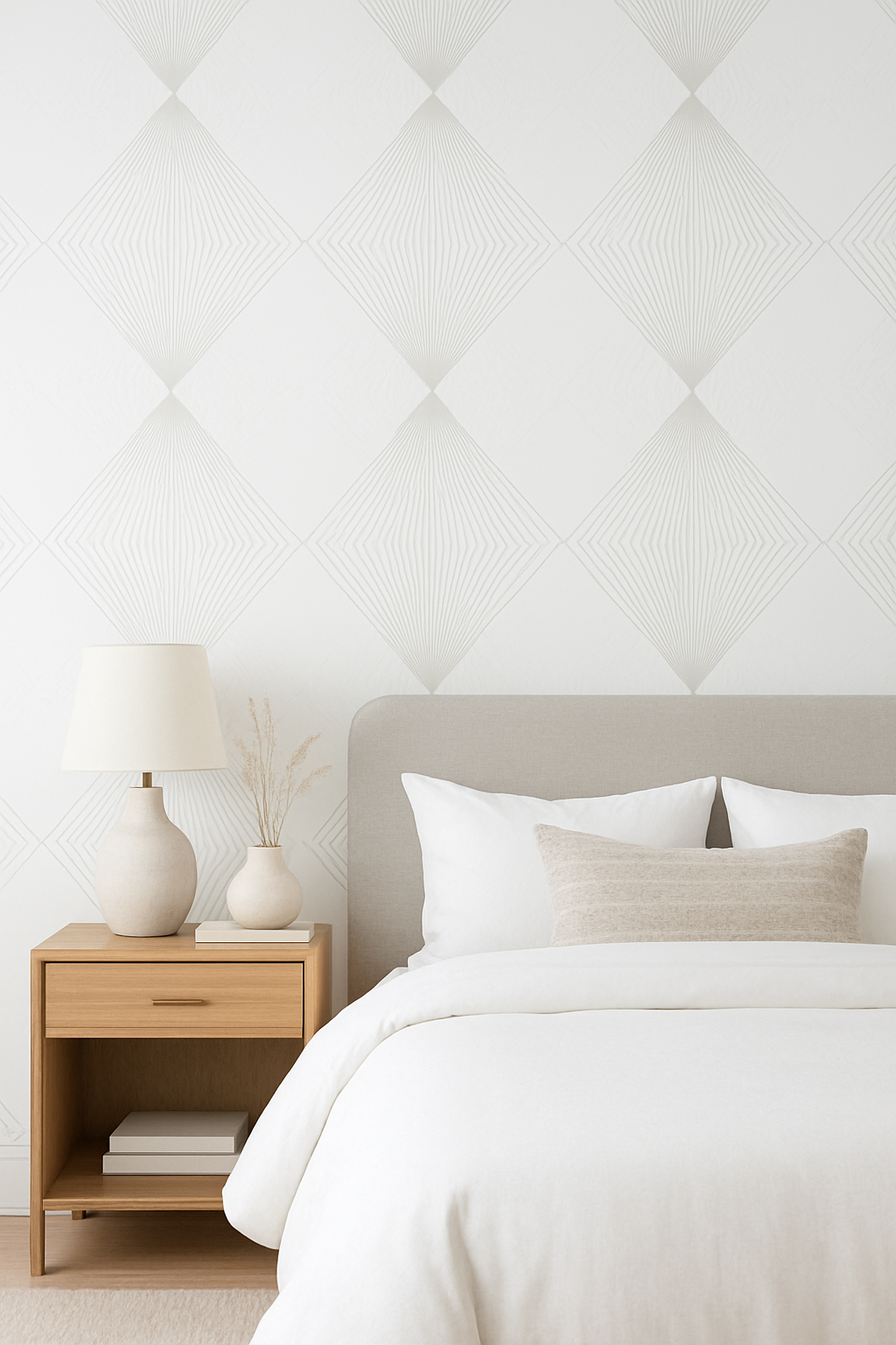 Geometric Wallpaper silver and white