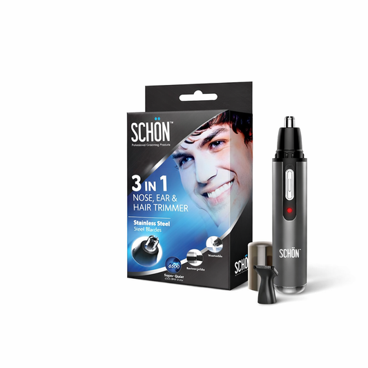 3-in-1 Rechargeable Nose, Ear & Detail Hair Trimmer – Quiet Stainless Steel Grooming Kit (3 in 1 trimmer)