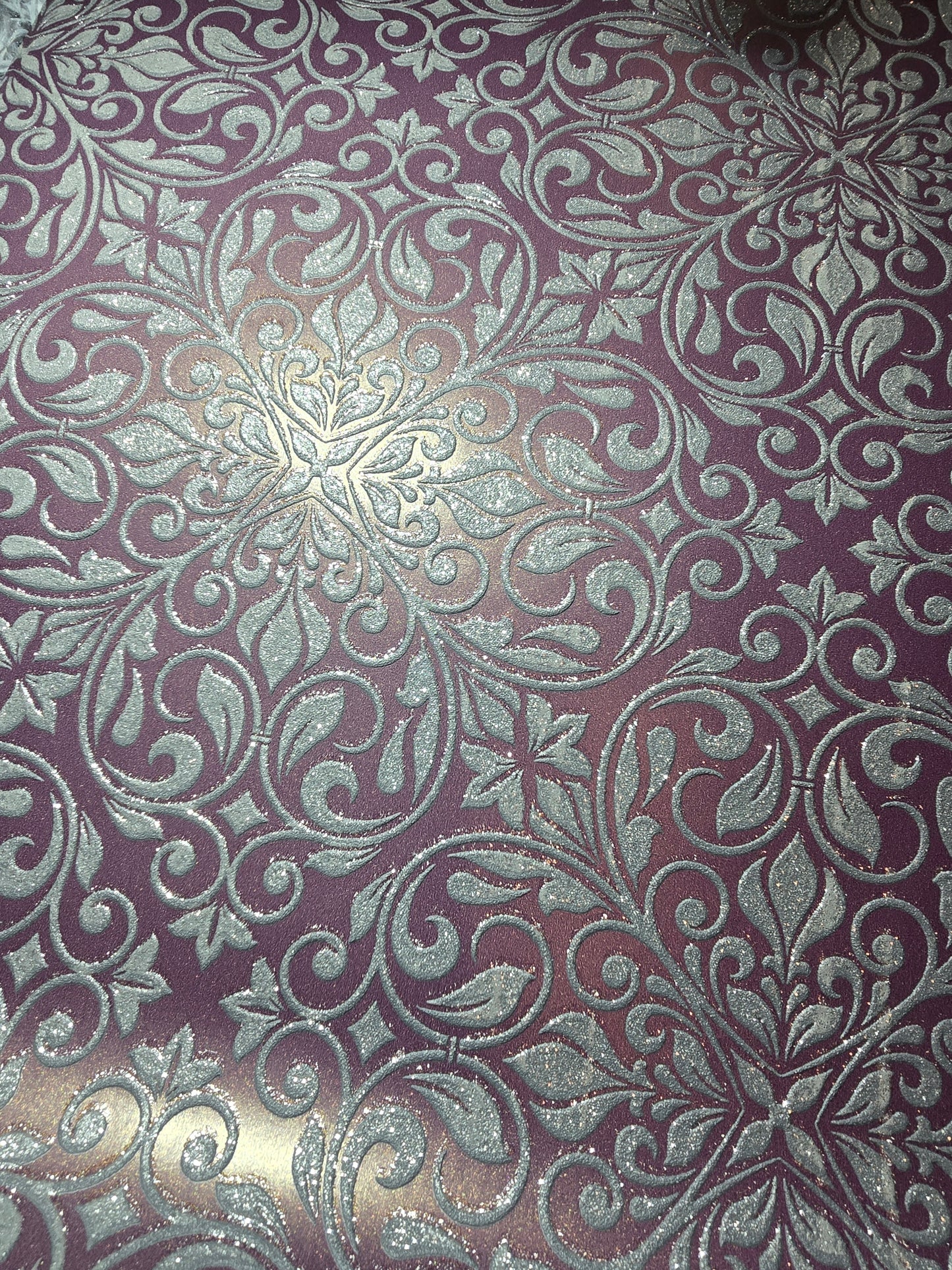Aubergine Metallic Baroque Wallpaper (2457)