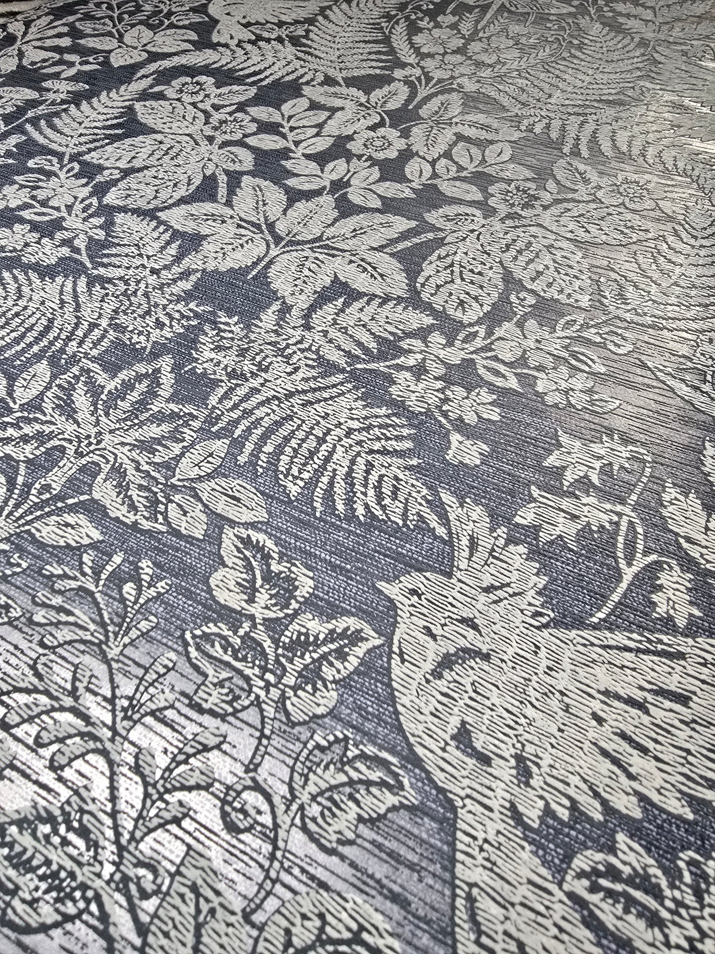 Loxley Navy Textured Botanical Wallpaper (65801)