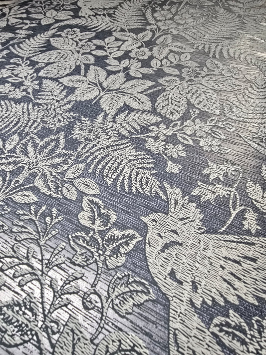 Loxley Navy Textured Botanical Wallpaper (65801)