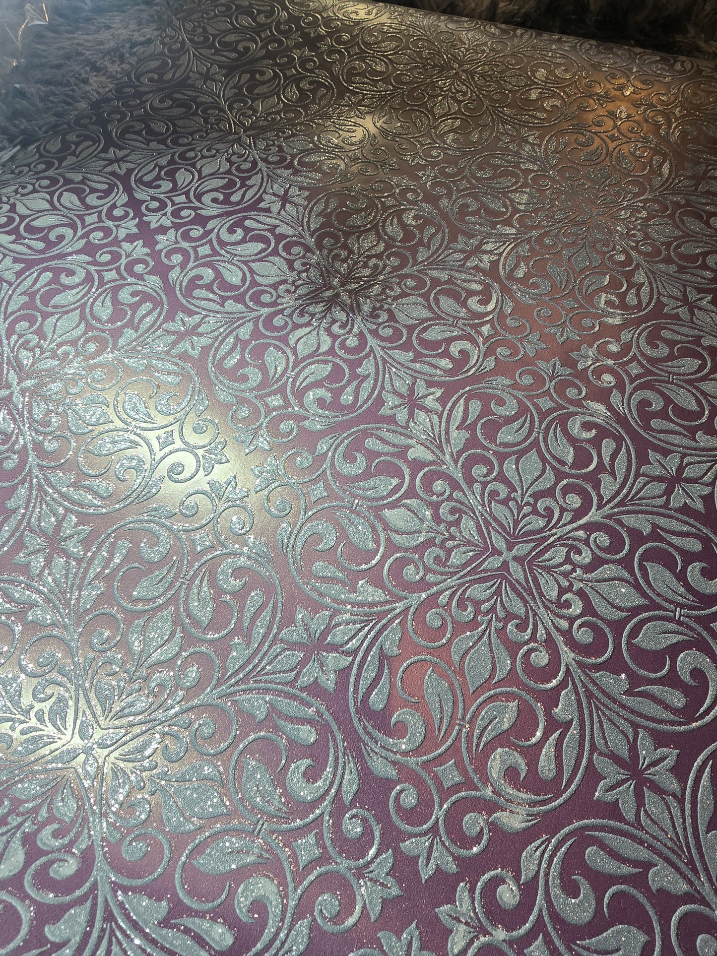 Aubergine Metallic Baroque Wallpaper (2457)