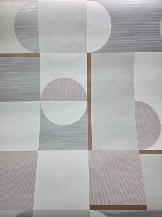Marino Geometric Neutral Wallpaper – Grey & Blush Modern Feature Wall (FD42386)