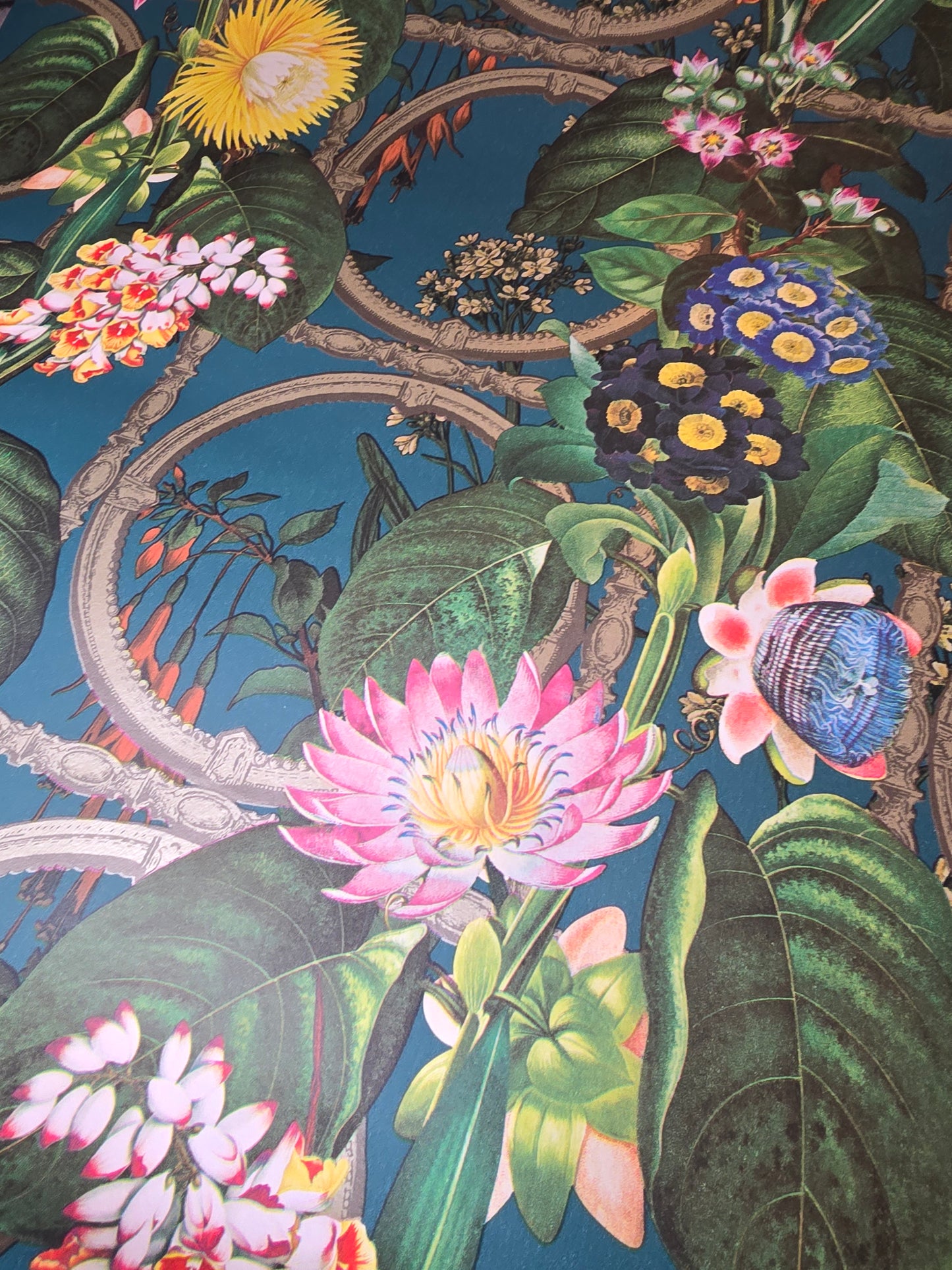 Alata Teal Botanical Baroque Feature Wallpaper (91432)