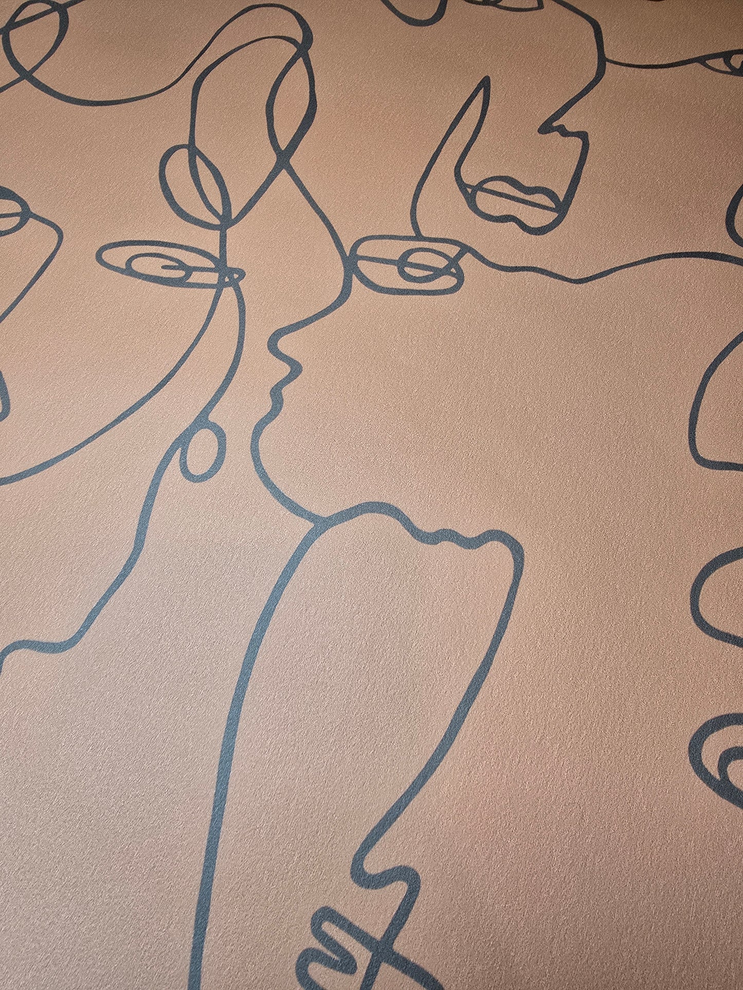 Linear Visages Burnt Orange Abstract Face Wallpaper (91271)