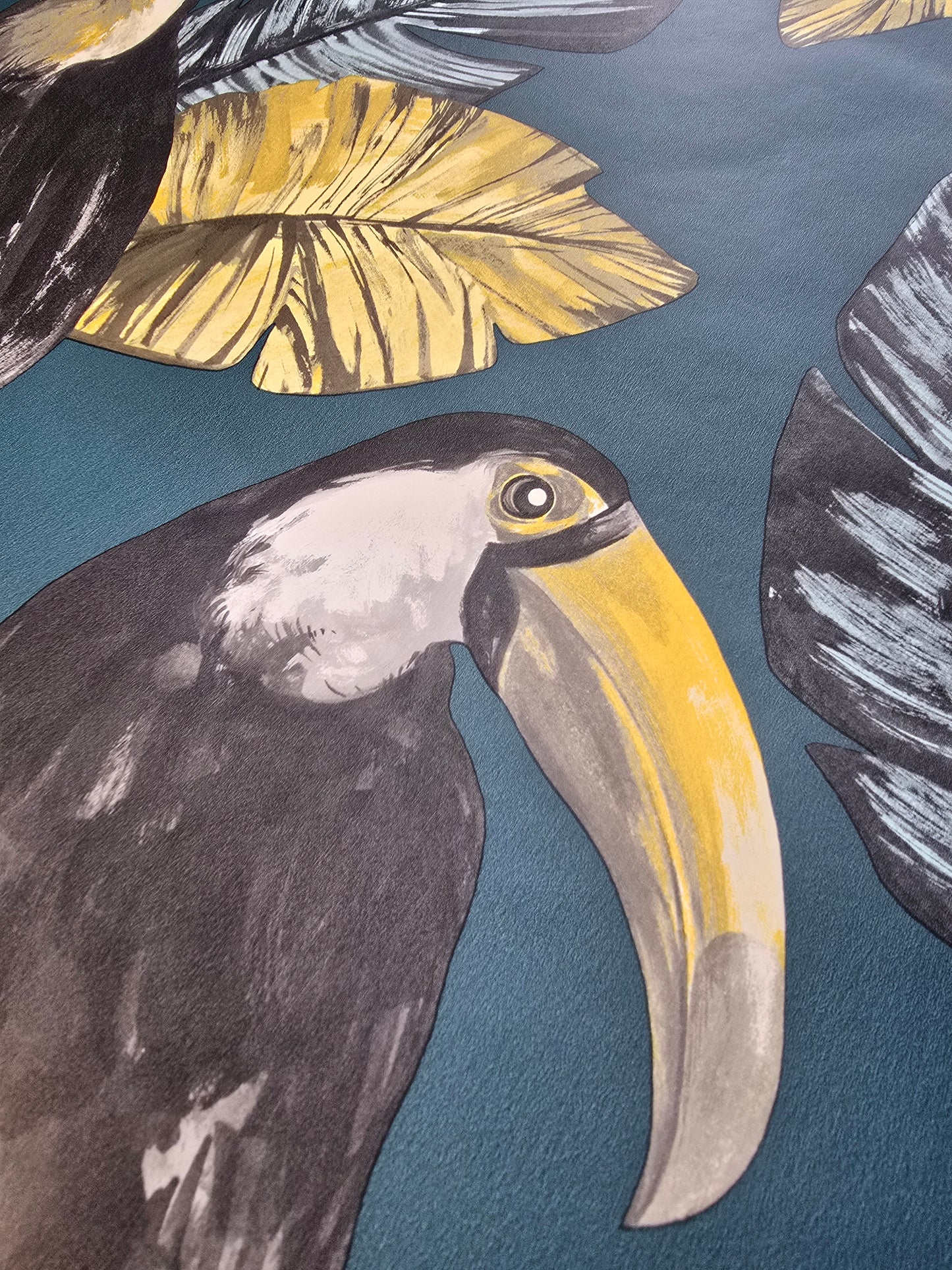 Toucan Tropical Bird Jungle Wallpaper – Teal Botanical Feature Wall Design (42030)