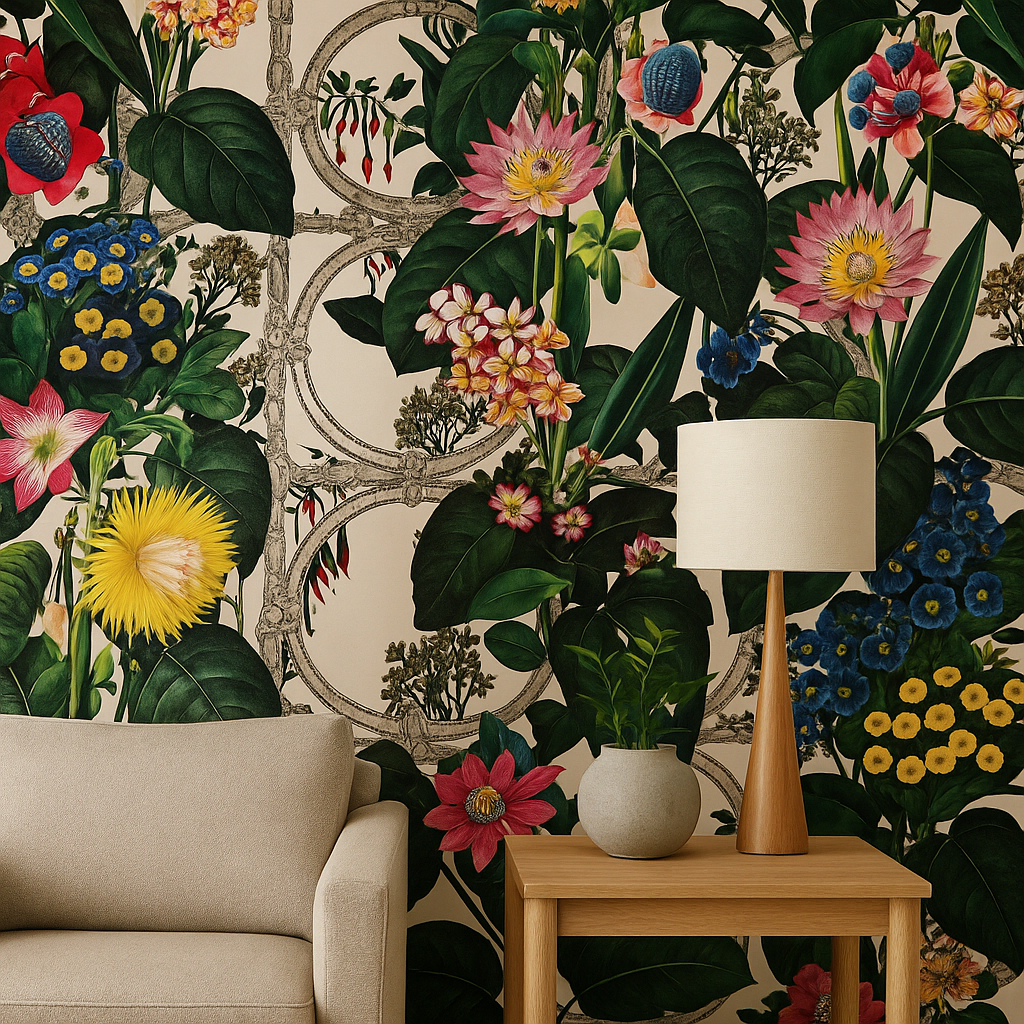 Alata Beige Botanical Vintage Floral Wallpaper (91431)