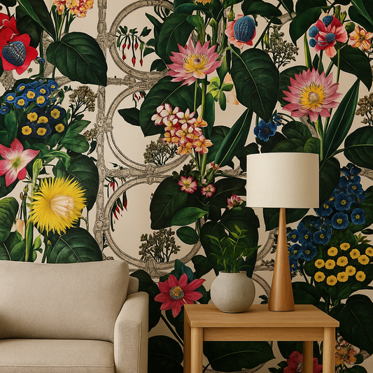 Alata Beige Botanical Vintage Floral Wallpaper (91431)